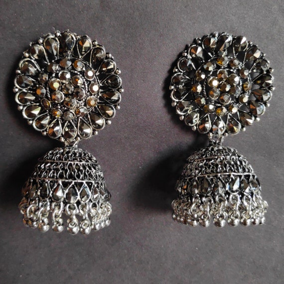 Indian Ethnic Traditional Bollywood Gold Oxidized Jhumka Jhumki Women's Earrings 