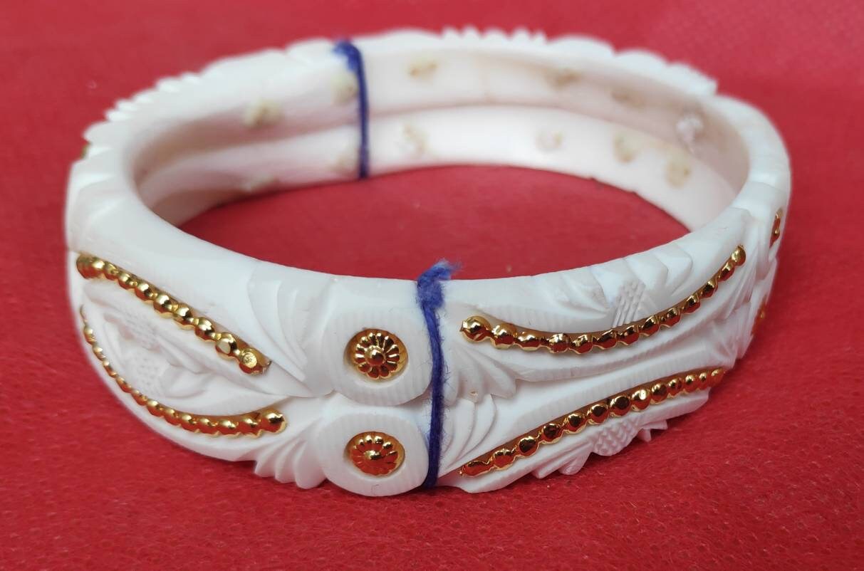 Bengali White Bangle gold plating Designer Shankha Etsy