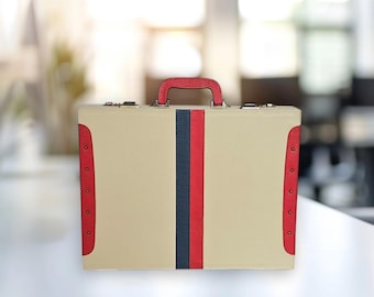 Handmade Leather Briefcase, Hardshell Attache, Combination Lock