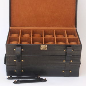Handgemaakte leren luxe horlogedoos voor 36 horloges – 3-laags opbergdoosje