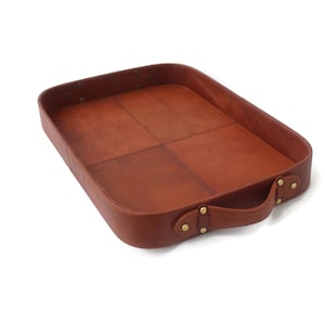 Bandeja de couro feita à mão personalizada para escritório - Decoração para casa - Cozinha - Bar - Presente para ele - Presente para ela - Presente personalizado