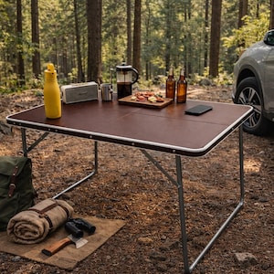 Set tavolo e sedie pieghevoli in pelle fatti a mano - Mobili da picnic portatili