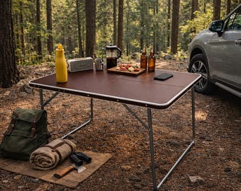 Handgefertigte Leder Klapptisch & Stuhl Set - Tragbare Picknickmöbel