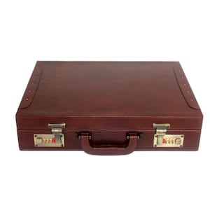 Maletín de cuero - Maletín de cuero - Bolso de mano de negocios vintage para hombres y mujeres - Bolso de trabajo rígido