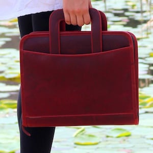 Portafolio de cuero personalizado, Padfolio de cuero para hombres, Carpetas organizadoras tamaño carta, Cremallera de portafolio de cuero, Soporte A4, Bolsa de regalo para documentos