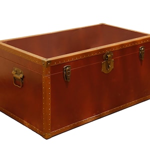 Handmade Top Grain Leather Trunk: Brass Accent Storage Chest