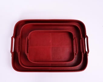 Handmade Leather Tray: Top-Grain Home Decor Organizer