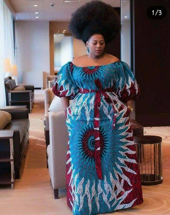 ankara gown with front zip