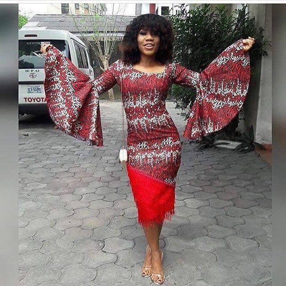 ankara dress with fringe