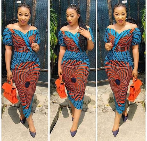 ankara fitted long gown