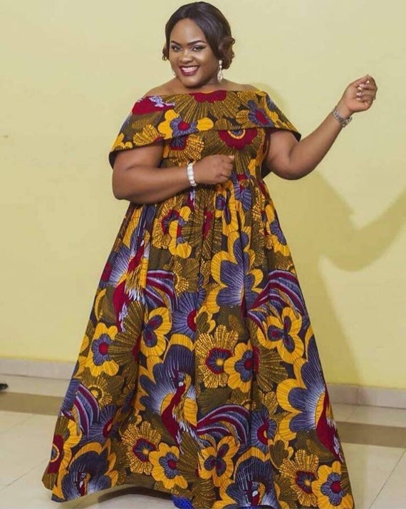 butterfly ankara long gown