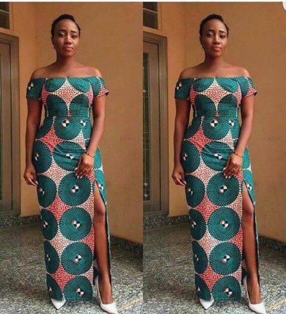 off shoulder gown ankara