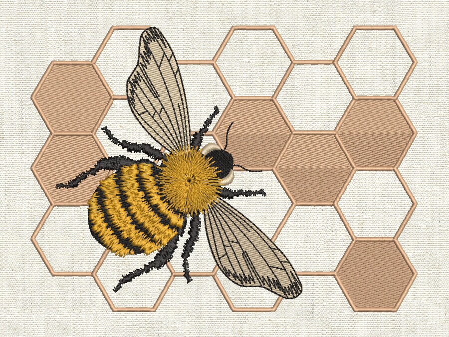 Bee Machine embroidery design suitable for heavy fabrics Etsy