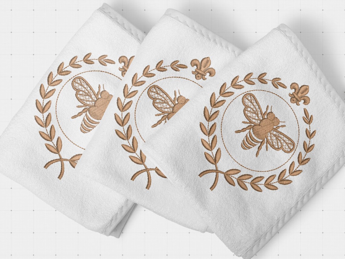 Queen bee with laurel and fleur de lis machine embroidery  etsy