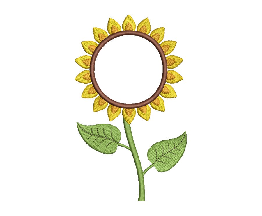 Sunflower Applique Machine embroidery design Etsy