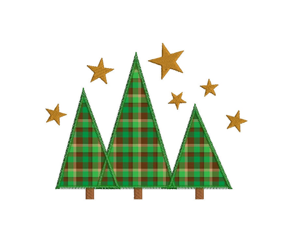Christmas Tree zig zag Applique machine embroidery design 3 | Etsy