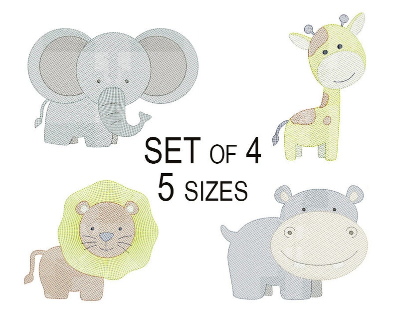 Baby lion elephant hippopotamus giraffe embroidery animal  etsy Baby lion elephant hippopotamus giraffe embroidery animal  etsy