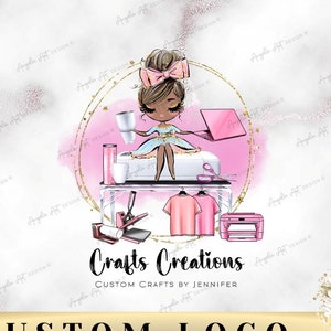 Crafter Business LOGO Template Crafter Custom Editable Logo Pink Gold Business Logo T-shirt Tumbler Makers DIY Logo Cricut Machine Logo
