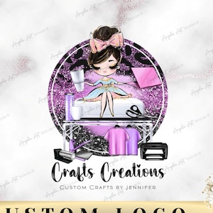 Crafter Business LOGO Glitter Pink Purple Leopard Crafter Custom Logo Template Editable Craft Purple Business Logo T-shirt Tumbler Makers