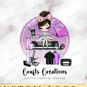 Logo d'entreprise Crafter violet rose Crafter modèle de logo modifiable personnalisé Logo d'entreprise d'artisanat T-shirt Tumbler Makers DIY Cricut Machine Logo