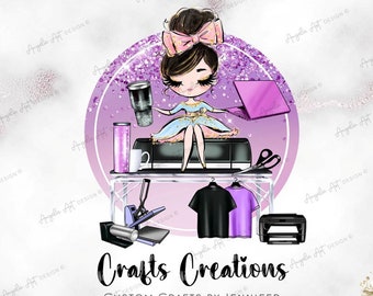 Crafter Business LOGO Purple Pink Crafter Custom Editable Logo Template Craft Business Logo T-shirt Tumbler Makers DIY Cricut Machine Logo