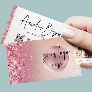 GLAM - RoseGold Visitenkartenvorlage, LOGO hinzufügen, bearbeitbare Rosegold Glitter Visitenkarte, DIY Visitenkarte, Glam Business Stationery
