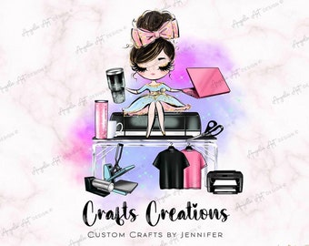 Crafter Business LOGO Crafter Custom Editable Logo Template Craft Pink Purple  Business Logo T-shirt Tumbler Makers DIY Cricut Machine Logo