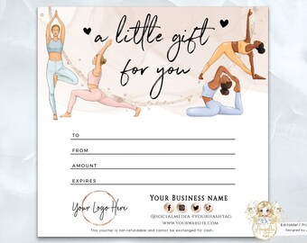 Yoga Gift Certificate Template - Etsy