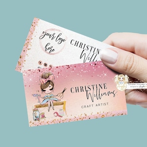 GLAM - Modèle de carte de visite Crafter en or rose scintillant • Carte de visite Crafty Rosegold modifiable • Carte de visite DIY Makers moderne • FH007
