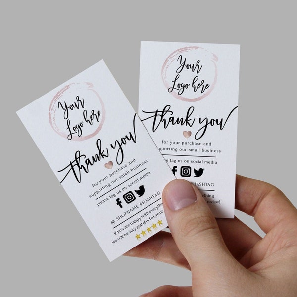 ADD YOUR LOGO - Printable Small Business Insert card / Simple Shop Packaging Card Template / Insert Card Template / Editable
