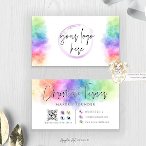 IRIS - Rainbow Editable Business Card Template, Rainbow Business Card, Modern Colorful Business Card Design, Add LOGO DIY Business Card