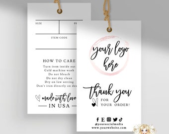 Simple Price Tag Care Instructions Template Editable Business Hang Tag, Printable Clothing Care Labels, EDITABLE Custom Clothing Tag