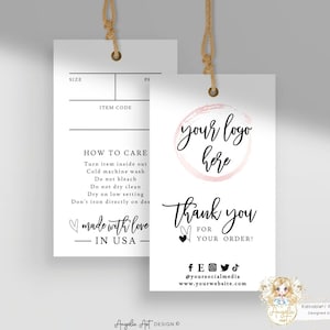 Modelo de instruções simples para cuidados com etiquetas de preço, etiqueta de pendurar comercial editável, etiquetas de cuidados com roupas para impressão, etiqueta de roupa personalizada EDITÁVEL