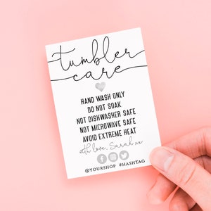 TUMBLER Care Card Template Simple Editable Printable Tumbler Care ...