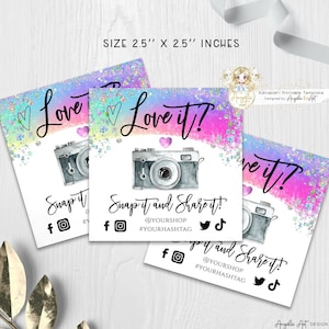 FAIRY - Snap And Share-sjabloon voor sociale-mediakaarten, neon regenboogroze verpakking voor kleine bedrijven Rainbow Business-promotie BEWERKBAAR afdrukbaar