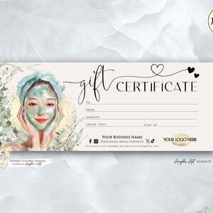 Modèle de chèque-cadeau SPA pour une journée Modèle de chèque-cadeau modifiable pour un massage beauté SPA Carte-cadeau imprimable Bon-cadeau numérique SPA