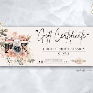 Modern Floral Photography Gift Certificate Template