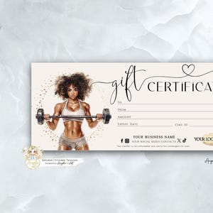 Modello di buono regalo FITNESS modificabile Modello di buono regalo per personal trainer Allenamento stampabile Modello di buono regalo per culturista Fitness sportivo