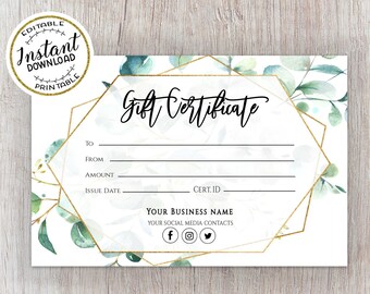 Editable Gift Certificate, Holiday Printable Gift Voucher, Editable ...