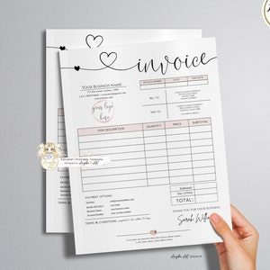 Modern Editable INVOICE Template, Printable Invoice Form, EDITABLE Business Invoice, Billing Form Template, Blush Invoice