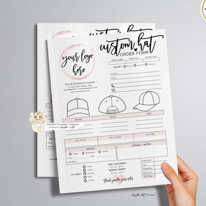 Custom HAT Order Form Template, Modern Printable Hat Order Form, EDITABLE Cap Business Invoice Form, Hat Packaging, DIY Hat Order Form