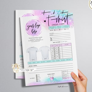 DREAMY T SHIRT Order Form Template Modern Editable Printable Pastel