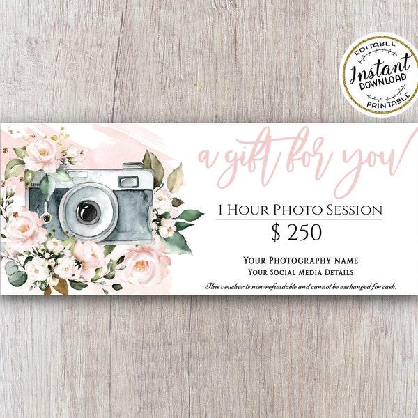Photography Gift Certificate Templates || Printable Gift Certificate, Editable Template, Instant Download, A gift for you