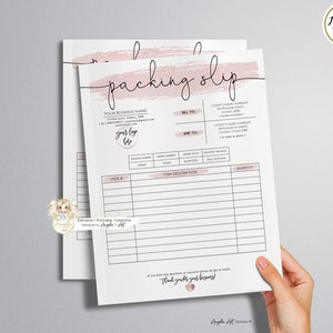 ROSY - Rosegold PACKING Slip Business Template, Modern Packing Slip Form, Rose Gold Business Delivery Note, EDITABLE Printable Template