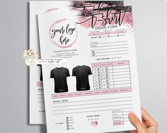 BLACKPINK - Black T-SHIRT Order Form Template, Editable Printable Black Rosegold Tshirt Order Form, Black Pink Glitter T-Shirt Invoice Form