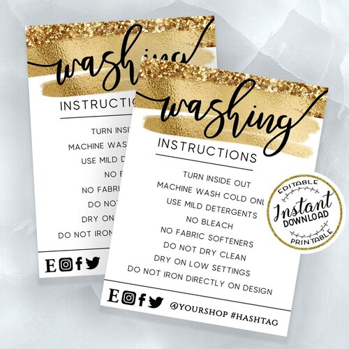 Clothing Packaging Labels Handmade Small Business Supplies Care Instructions Stickers T-Shirt Washing Care Stickers Etsy Shop Supplies