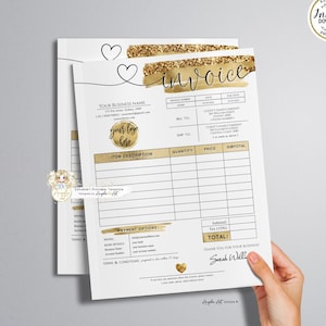 ORO - Modern Gold INVOICE Form Template, Gold Printable Invoice Form ...