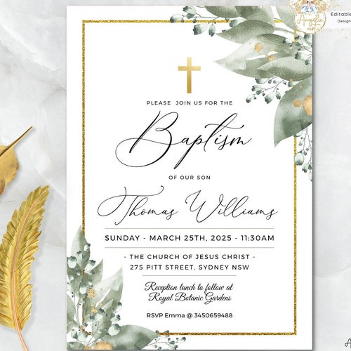 Baptism Invitation Template Printable Baptism Invite - Etsy