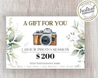 Photography Gift Certificate Template Editable Photography gift card template Photo session voucher card Printable Template Photo Voucher