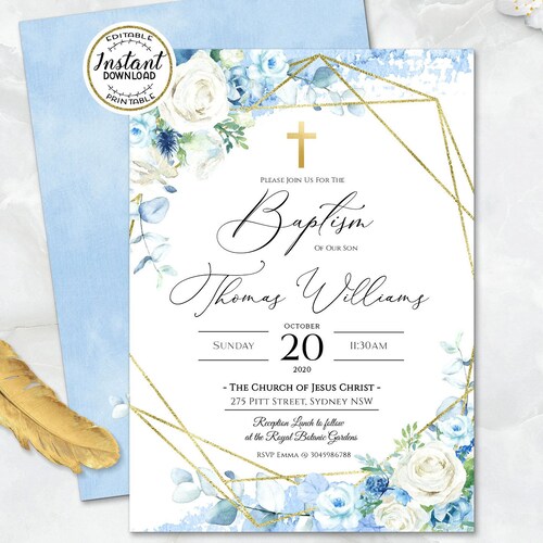 Baptism Invitation Template Printable Baptism Invite - Etsy